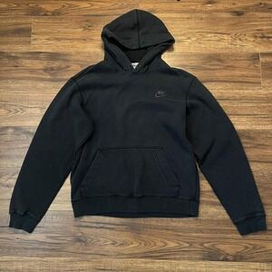 Black Nike club sportswear hoodie black embroidered logo women small loungewear